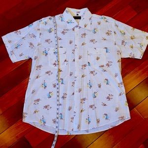 Ben Sherman Mens XL Short Sleeve Western Style Dress Shirt Totally Groovy!
